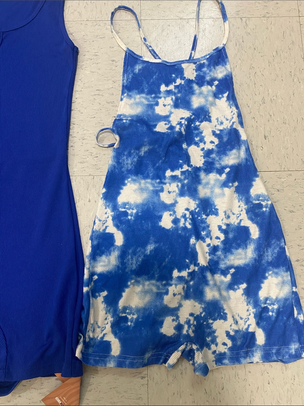 SHEIN women Royal & Tie-Dye Blue short Romper Set ribbed Xsmall xs bundle - Picture 3 of 8